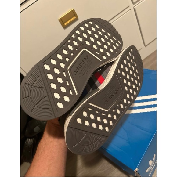 Mens Adidas NMD Grey Scarlet Blue Size 10! - Picture 9 of 11